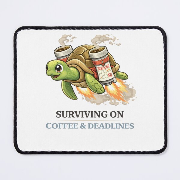 Item preview, Surviving on Coffee & Deadlines – Coffee Jetpack Turtle designed and sold by CraftLum.