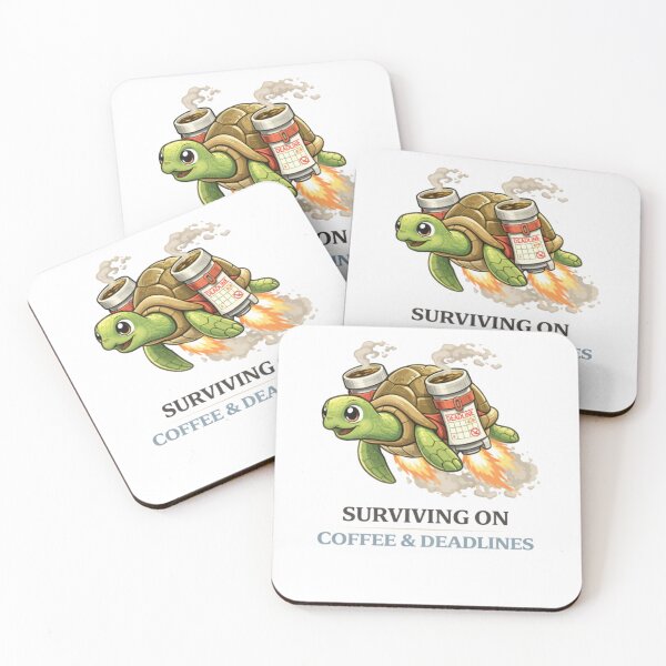 Item preview, Surviving on Coffee & Deadlines – Coffee Jetpack Turtle designed and sold by CraftLum.
