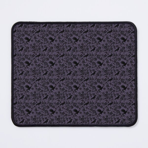 Item preview, Raven Silhouette Seamless Pattern – Monochrome Crow & Floral Purple Design designed and sold by WildLakePatterns.