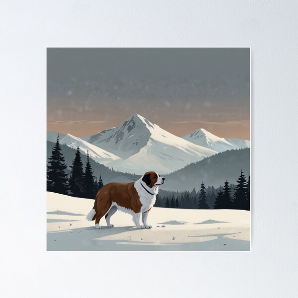 Item preview, Minimal Snow St Bernard Art designed and sold by NeatThingLover.