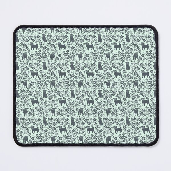 Item preview, Pug Silhouette Floral Pattern | Seamless Cute Dog Illustration for Pug Lovers in Mint designed and sold by WildLakePatterns.