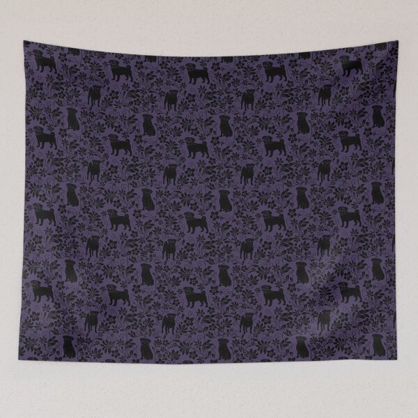 Item preview, Pug Silhouette Floral Pattern | Seamless Cute Dog Illustration for Pug Lovers in Purple designed and sold by WildLakePatterns.