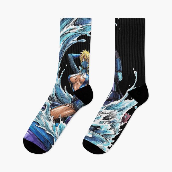 Item preview, Swimsuit Blonde Haired Shark Espada Tercera Arrancar Resurrection Tiburon Water Cascade Swordswoman Hollow Mask Fierce Queen Anime Warrior Fan Art Portrait Illustration Poster T-Shirt Sticker designed and sold by Senpaiwaves.