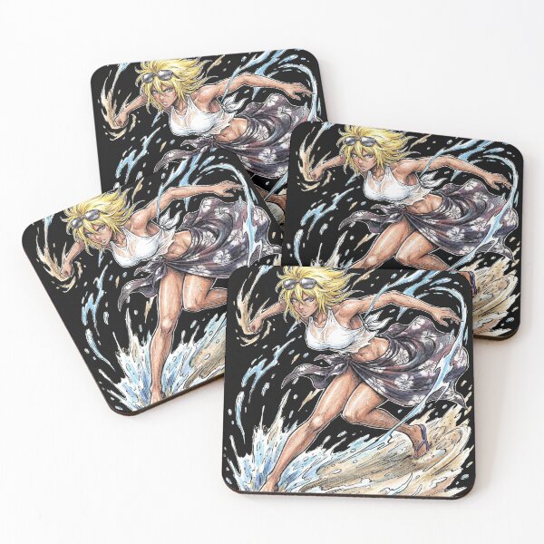 Item preview, Swimsuit Blonde Haired Shark Espada Tercera Arrancar Resurrection Tiburon Water Cascade Swordswoman Hollow Mask Fierce Queen Anime Warrior Fan Art Portrait Illustration Poster T-Shirt Sticker designed and sold by Senpaiwaves.