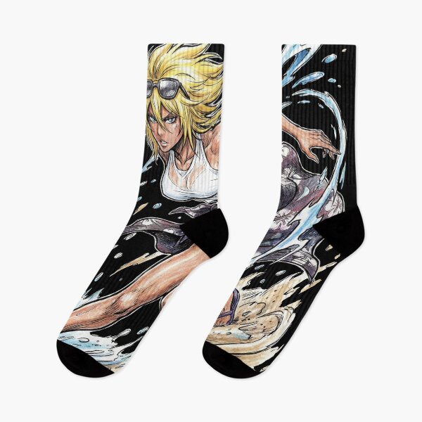 Item preview, Swimsuit Blonde Haired Shark Espada Tercera Arrancar Resurrection Tiburon Water Cascade Swordswoman Hollow Mask Fierce Queen Anime Warrior Fan Art Portrait Illustration Poster T-Shirt Sticker designed and sold by Senpaiwaves.