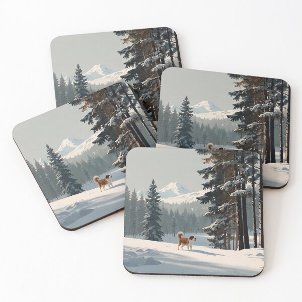 Item preview, Minimal St Bernard Snow Scene designed and sold by NeatThingLover.