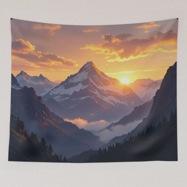 Item preview, Golden Glow over Alpine Majesty – Dramatic Sunset meets silent snowscape and mystical depth designed and sold by FotoworldEdel.