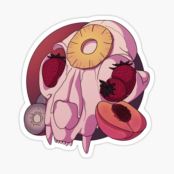 Bobcat Skull and Assorted Fruits Sticker
