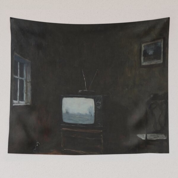 Item preview, Abandoned Room with Television – Dark Nihilistic Isolation Art designed and sold by Visualynx.