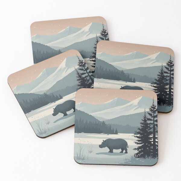 Item preview, Minimal Hippo Winter Landscape designed and sold by NeatThingLover.