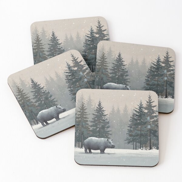 Item preview, Hippo in Snowy Nature – Minimal Art designed and sold by NeatThingLover.