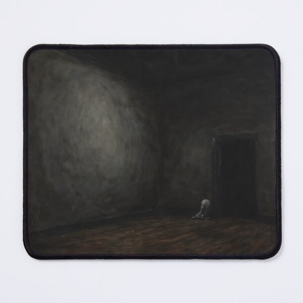 Item preview, Child Sitting Before a Dark Door – Existential Isolation Art designed and sold by Visualynx.