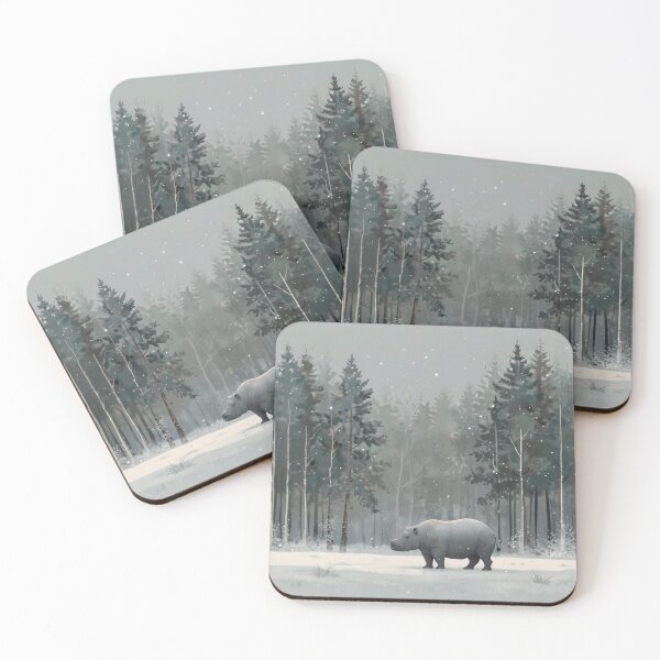 Item preview, Minimal Hippo Snow Scene designed and sold by NeatThingLover.
