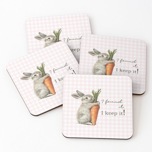 Item preview, Cute Bunny Hugging a Carrot Funny Quote with Soft Gingham Pattern designed and sold by UtArt.