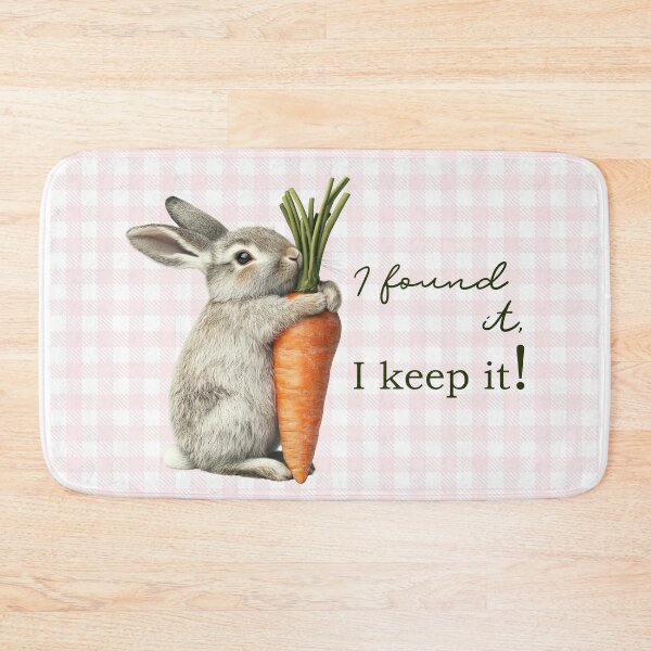 Item preview, Cute Bunny Hugging a Carrot Funny Quote with Soft Gingham Pattern designed and sold by UtArt.