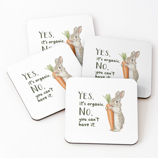 Item preview, Cute Bunny Holding a Carrot with Funny Organic Quote Illustration designed and sold by UtArt.