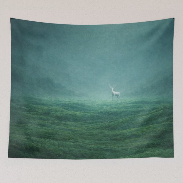 Item preview, White Stag in Endless Fog – Existential Loneliness Surreal Art designed and sold by Visualynx.