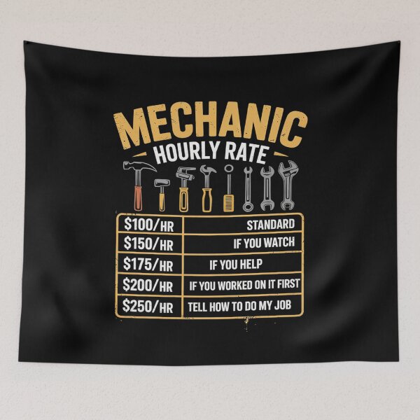 Item preview, Funny Mechanic Hourly Rate Vintage Car Repairman Craftsman  designed and sold by KotexTemu.