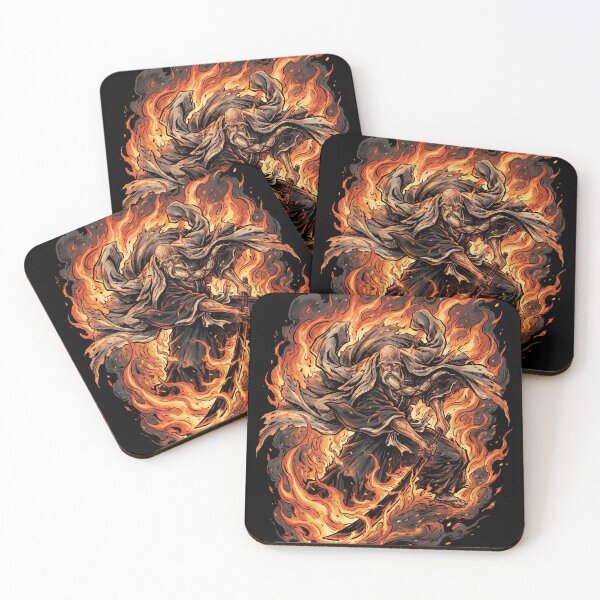 Item preview, Elderly Fire Captain Bankai Zanka no Tachi Flames of Heaven East West South North Ryujin Jakka Fan Art Portrait Illustration Poster T-Shirt Sticker Print Gift designed and sold by Senpaiwaves.