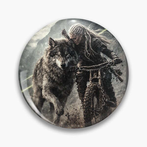 Item preview, DOWNHILL – Amazon Warrior MTB Rider with Wolf | Extreme Mountain Bike Art designed and sold by Fextreme.