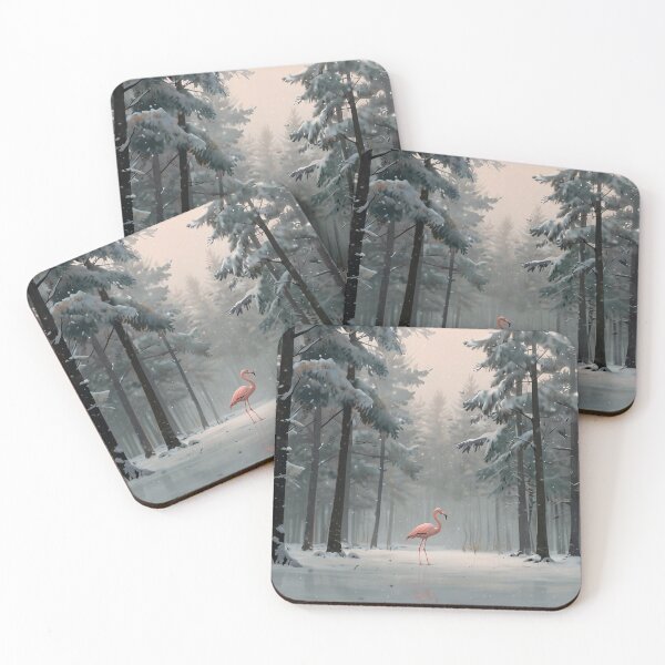 Item preview, Minimal Flamingo Winter Landscape designed and sold by NeatThingLover.