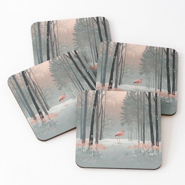Item preview, Flamingo in Snowy Nature – Minimal Art designed and sold by NeatThingLover.