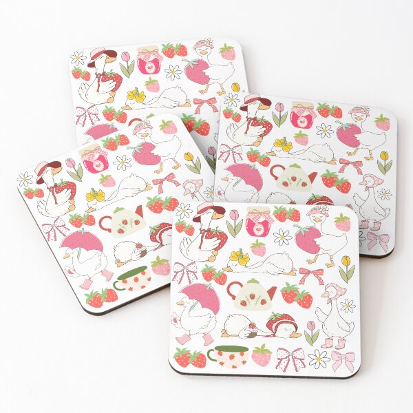 Item preview, Cute Ducks with Bows & Strawberries designed and sold by ice-apparel.