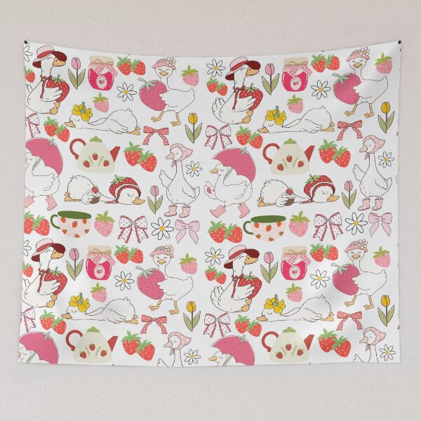 Item preview, Cute Ducks with Bows & Strawberries designed and sold by ice-apparel.