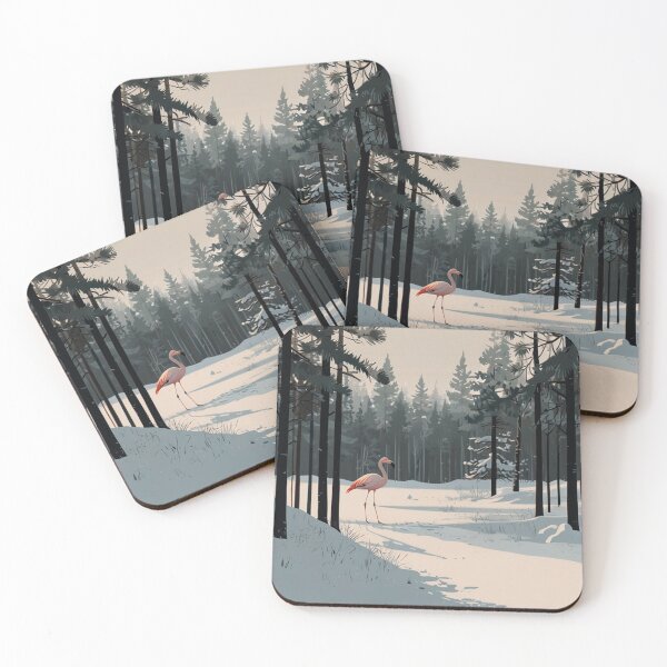 Item preview, Minimal Flamingo Snow Scene designed and sold by NeatThingLover.
