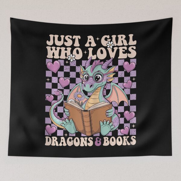 Item preview, Just A Girl Who Loves Dragons And Books Dragon Reading designed and sold by charitashmoqs.
