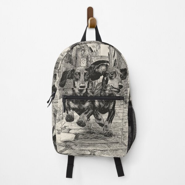 Item preview, A pair of Dachshunds running in tandem down a cobblestone street, Dogs in Motion designed and sold by CDC40.