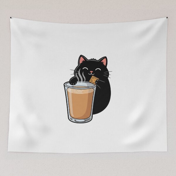 Item preview, Chai Lover Black Cat - Funny Indian Tea & Biscuit Sticker designed and sold by RelateAndTee.
