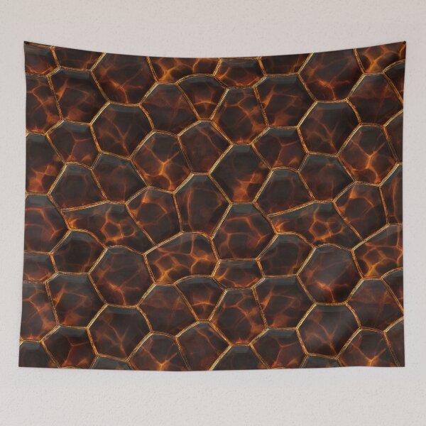 Item preview, Glowing Amber & Gold Hexagon Scales - Abstract Tortoiseshell Honeycomb Pattern designed and sold by Patterns & Love .