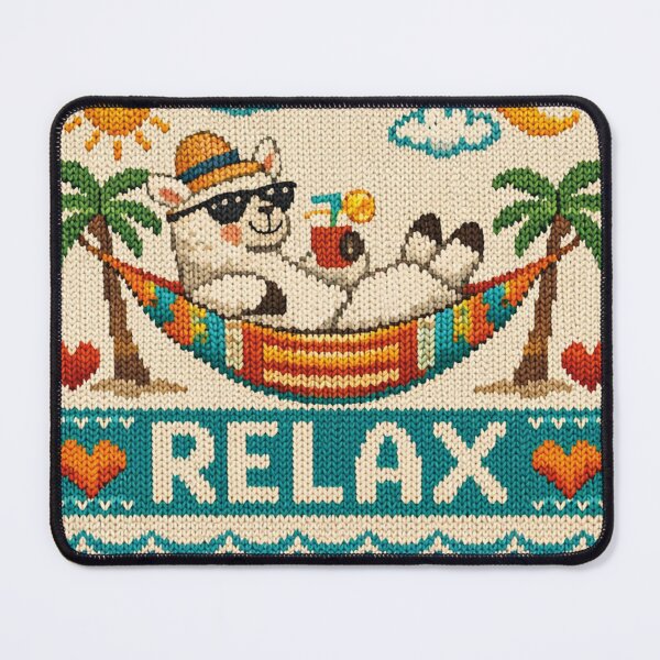 Item preview, Llama in a hammock, fun knitted picture for relaxation & vacation designed and sold by Mauswohn.
