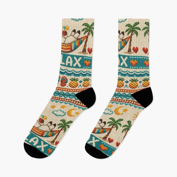 Item preview, Llama in a hammock, fun knitted picture for relaxation & vacation designed and sold by Mauswohn.