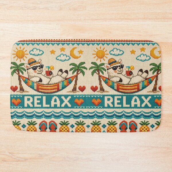 Item preview, Llama in a hammock, fun knitted picture for relaxation & vacation designed and sold by Mauswohn.