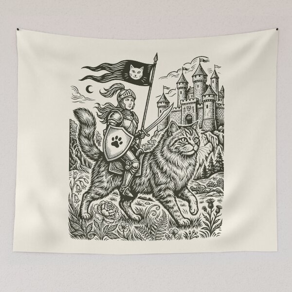 Item preview, Medieval Female Knight Cat Rider Fantasy Castlecore   designed and sold by Y-Vibes.