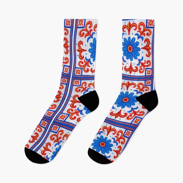 Item preview,  Azulejo Florido – Blue & Red Folk Tile Art – Hand-Painted Floral Design designed and sold by Piret Victoria Ribas.