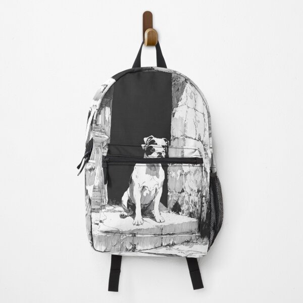 Item preview, A dignified Bulldog sitting by an old stone doorway, Dogs in Motion designed and sold by CDC40.