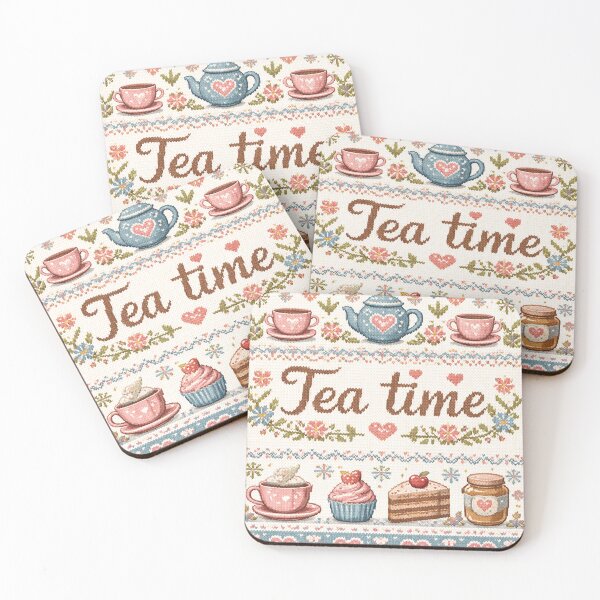 Item preview, Tea Time Knitting Pattern, Cozy Handcraft Illustration designed and sold by Mauswohn.