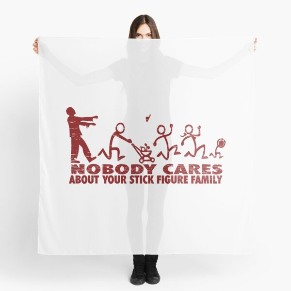 Zombie Stick Figure Family Nobody Cares Scarf