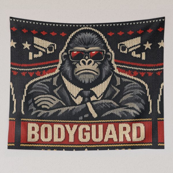 Item preview, Cool Bodyguard Gorilla – Retro Knitting Pattern Illustration designed and sold by Mauswohn.