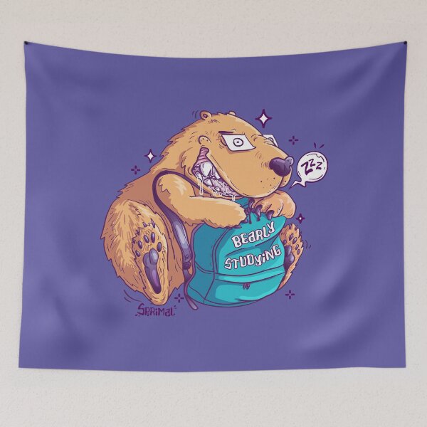 Item preview, Bearly studying - bear pun designed and sold by SPIRIMAL.