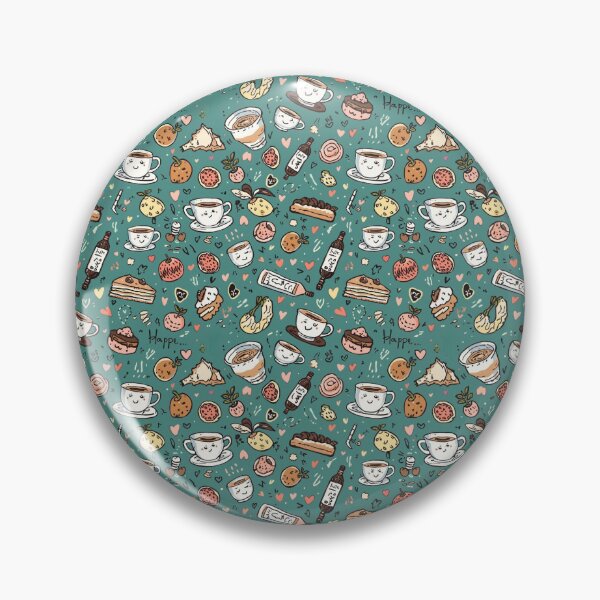 Item preview, Kawaii Cozy Cafe & Sweet Treats Teal Doodle Pattern designed and sold by Velvet&LaceFinds.
