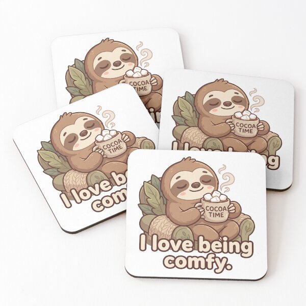 Item preview, Sloth with a hot coco Cute I love being Comfy design designed and sold by Vintage Designs +.