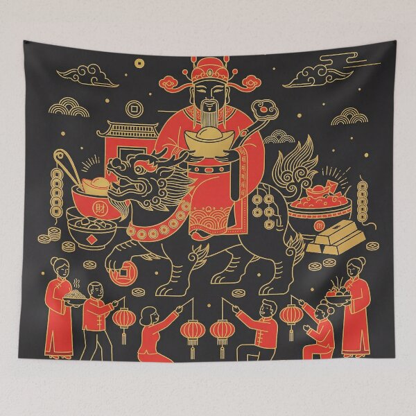 Item preview, God of Wealth Caishen Riding Tiger Prosperity Art designed and sold by zzz888.