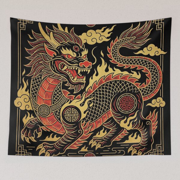 Item preview, Fierce Golden Chinese Dragon Guardian Beast designed and sold by zzz888.