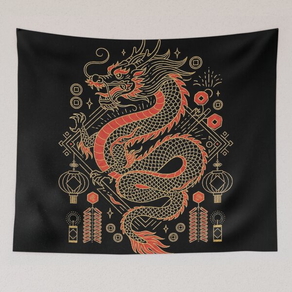 Item preview, Majestic Golden Chinese Dragon Lunar New Year Art designed and sold by zzz888.