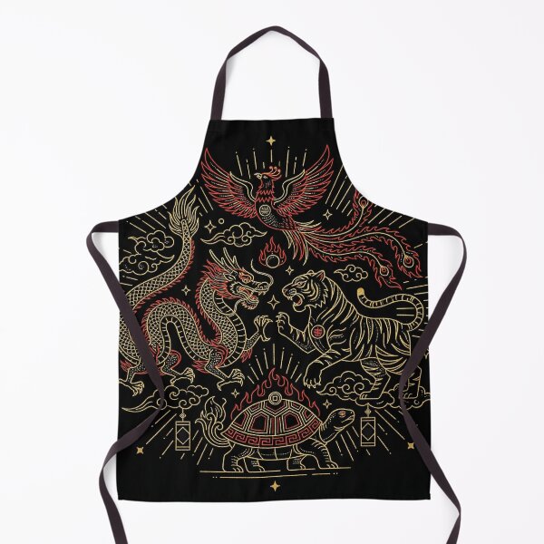Item preview, Four Divine Beasts Celestial Guardians Gold Line Art designed and sold by zzz888.