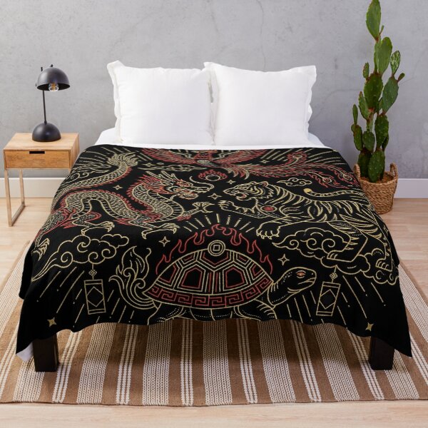 Item preview, Four Divine Beasts Celestial Guardians Gold Line Art designed and sold by zzz888.